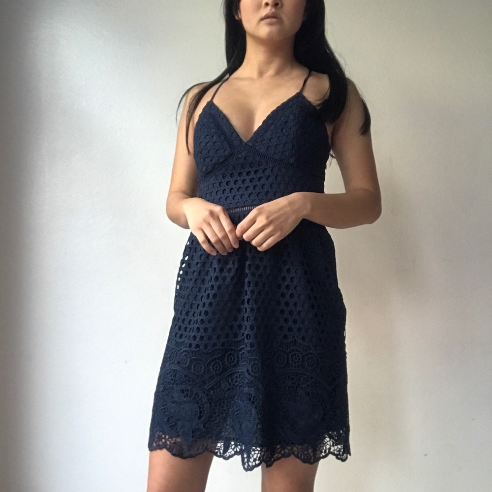 Abercrombie & Fitch navy blue, crochet dress